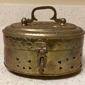 Vintage brass box with handle and closure